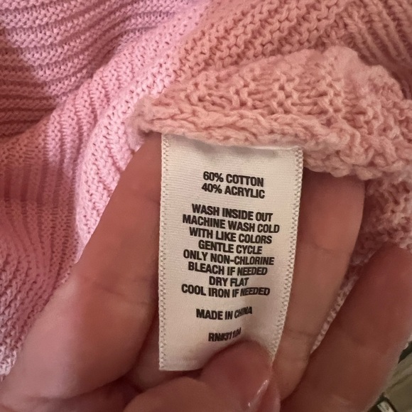 Crown & Ivy waffle knit ruffle sweater size large color pink - Picture 5 of 6